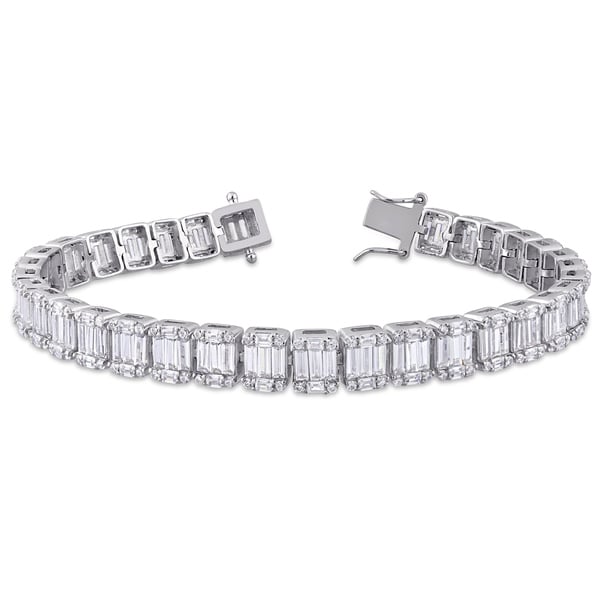17 Ct White Round Cut Cubic Zirconia Tennis Bracelet 14K White Gold Plated Gift