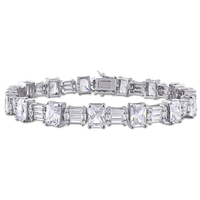 Miadora Sterling Silver 71ct TGW Multi-Cut Cubic Zirconia Tennis Bracelet