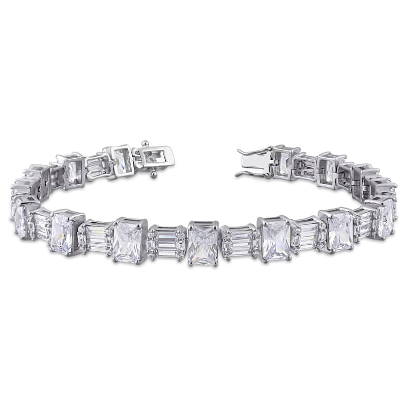 Miadora Sterling Silver 71ct TGW Multi-Cut Cubic Zirconia Tennis Bracelet