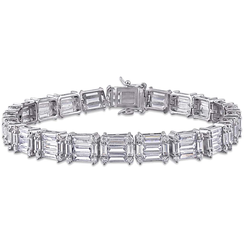 Miadora Sterling Silver 20ct TGW Multi-Cut Cubic Zirconia Tennis Bracelet