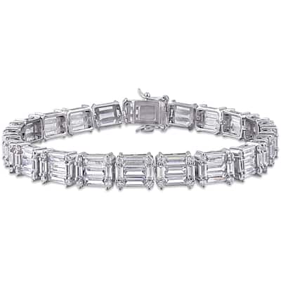 Miadora Sterling Silver 20ct TGW Multi-Cut Cubic Zirconia Tennis Bracelet