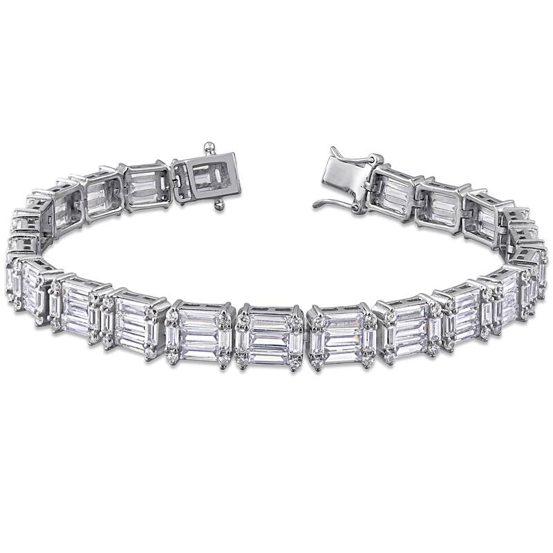 Miadora Sterling Silver 20ct TGW Multi-Cut Cubic Zirconia Tennis Bracelet