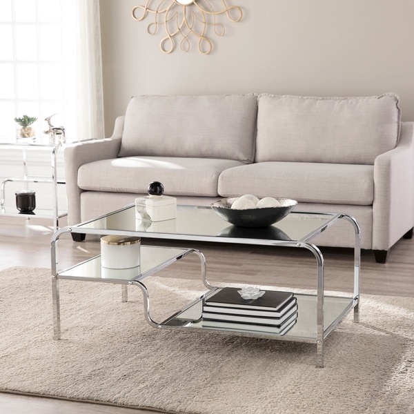 Silver Orchid Hinding Mirrored Cocktail Table
