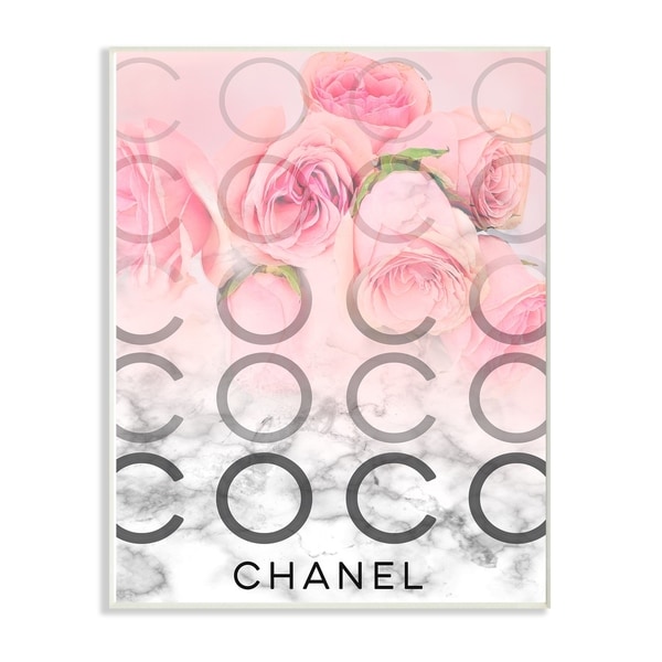The Stupell Home Decor Pink Ombre C and O Typography Over Roses and Marble Wall Plaque Art, 10 x 15, Proudly Made in USA