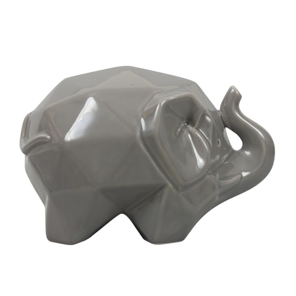Origami Zoo Gray Ceramic Elephant Statue