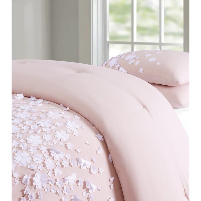 Porch & Den Dale Floral 3-piece Comforter Set - Pink - King - 3 Piece