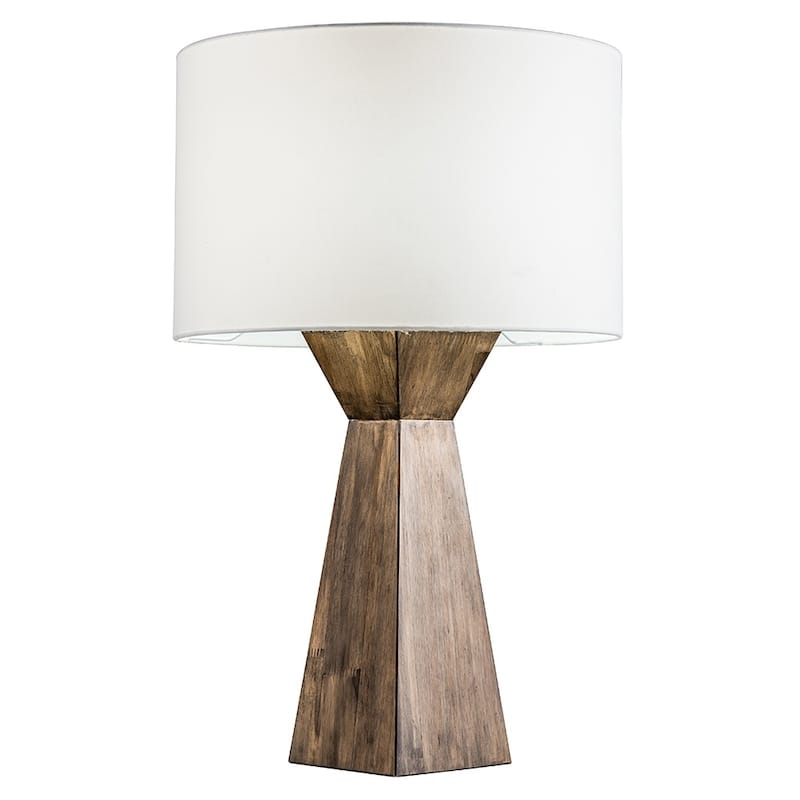 Modern Home Espresso Geometric Wood Table Lamp w/Natural Jute Shade - N/A