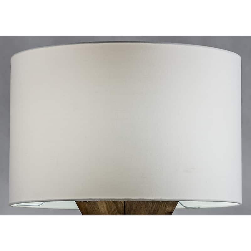 Modern Home Espresso Geometric Wood Table Lamp w/Natural Jute Shade