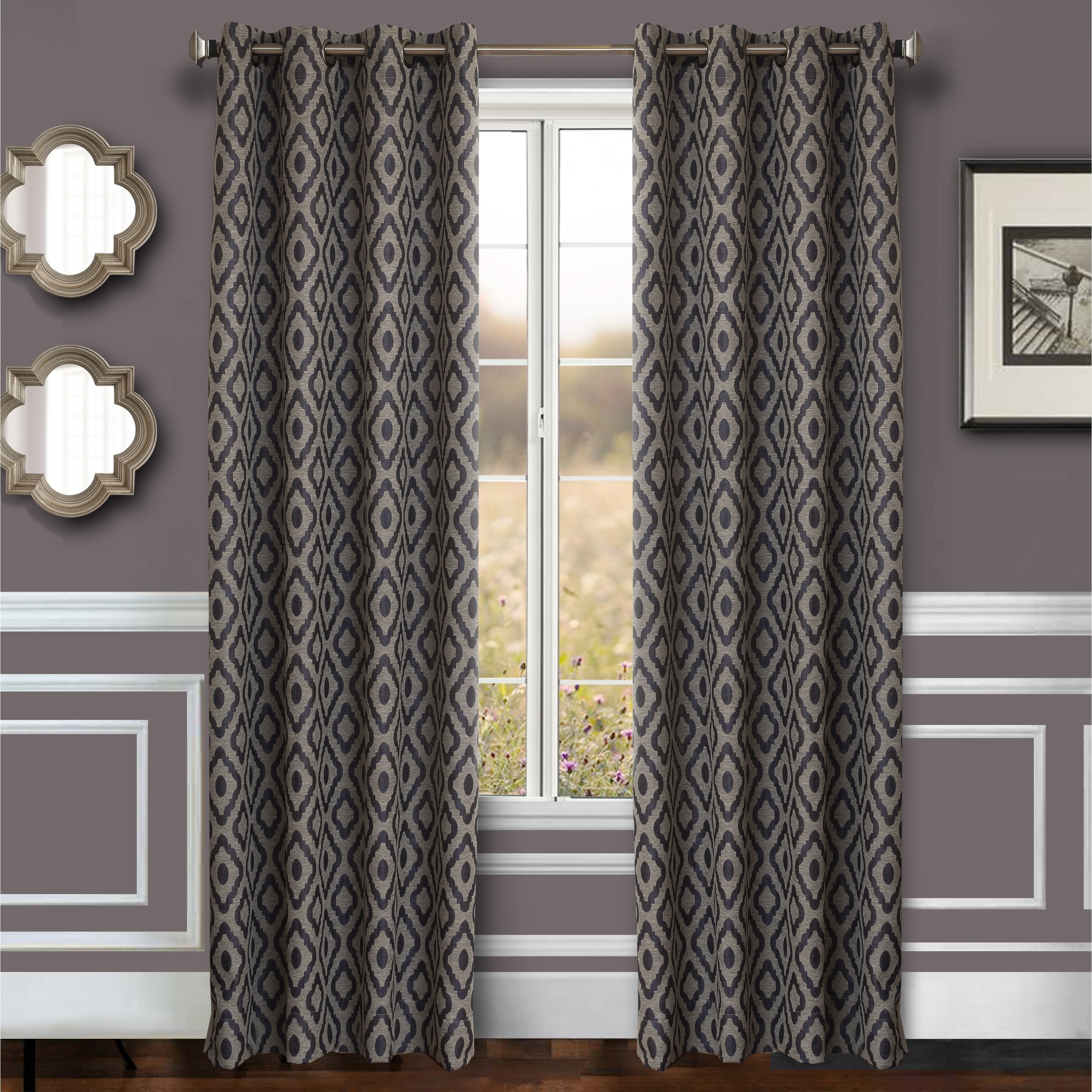  Taupe Geometric Curtains 84 Inches Long for Living Room 2  Panels 50% Blackout Window Design Moroccan Damask Patterned Neutral  Contemporary Curtains for Dining Room Bedroom,Grey Tan Beige/Light Brown :  Home 