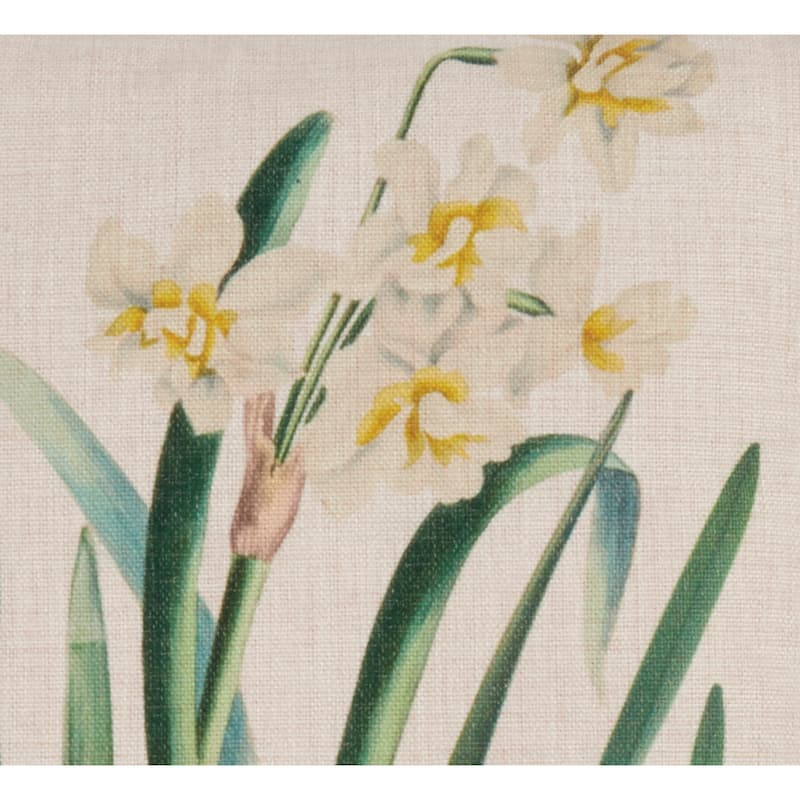 Floral Design Throw Pillow With Daffodil Print