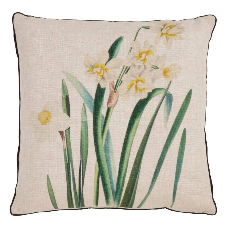 Floral Design Throw Pillow With Daffodil Print
