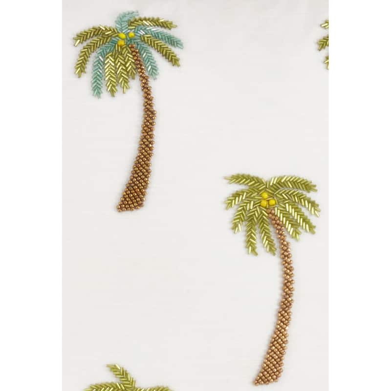 Poly Filled Throw Pillow With Beaded Palm Trees