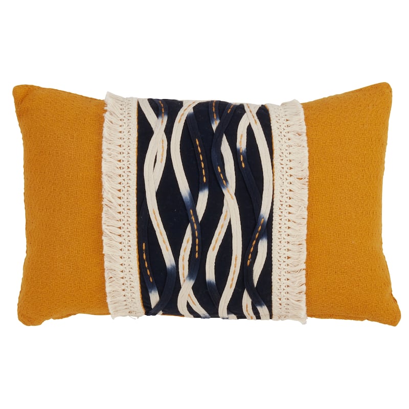 Down Filled Wavy Stitched Throw Pillow