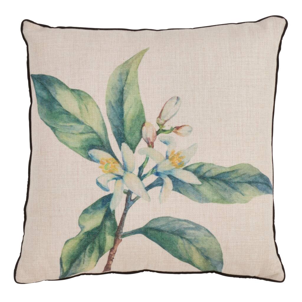 Floral Design Throw Pillow With Citrus Print