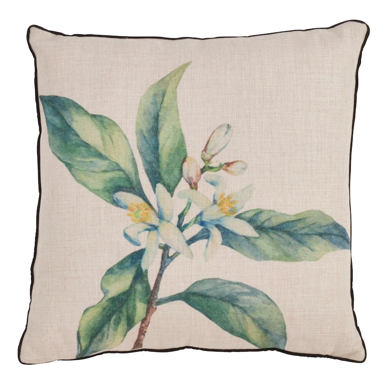 Floral Design Throw Pillow With Citrus Print