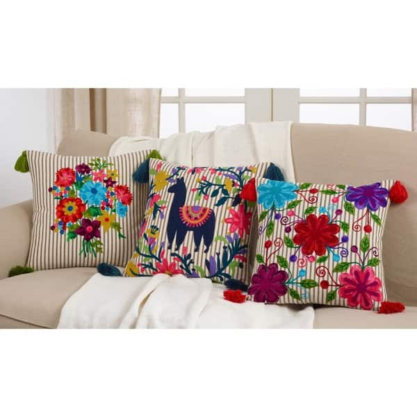 Flower Decorative Throw Pillows, Decorative Pillows for Sofa, Embroide