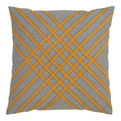 Cotton Throw Pillow With Cross Hatch Design And Down Filling