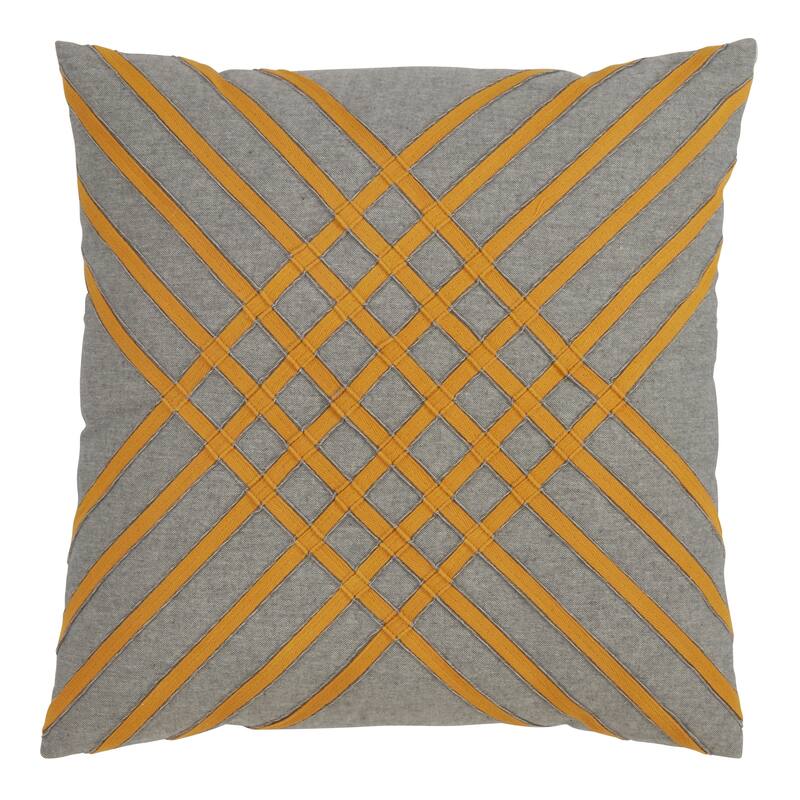 Cotton Throw Pillow With Cross Hatch Design And Down Filling