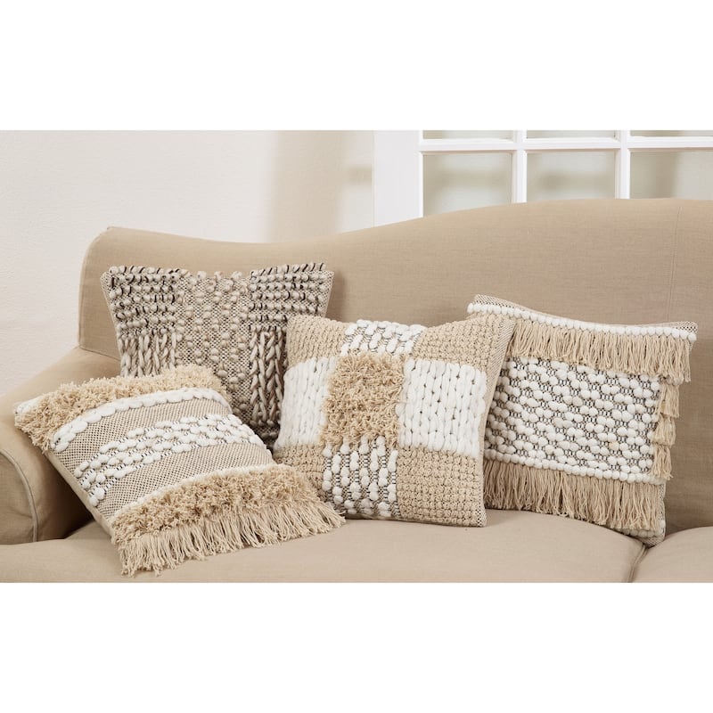 Cross Moroccan Design Down Filled 18 Inch Decorative Throw Pillow