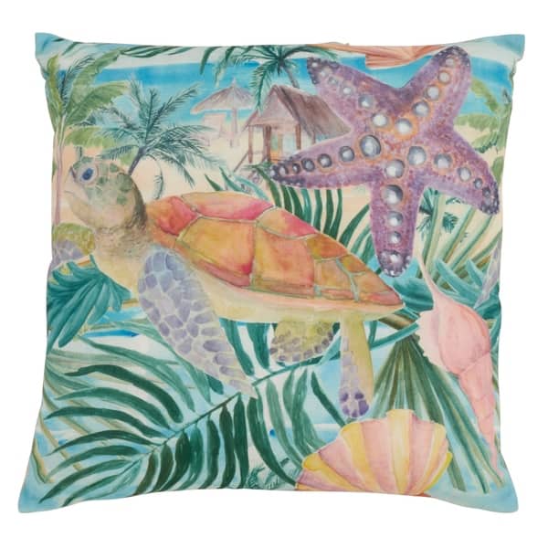Tropical Print Throw Pillow With Turtle Design On Sale Overstock 26951851