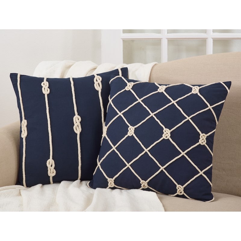 Double Knot Rope Down Filled 20 Inch Decorative Throw Pillow