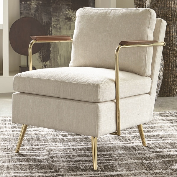 Mid-Century Modern Design Living Room Accent Chair with Gold Frame and