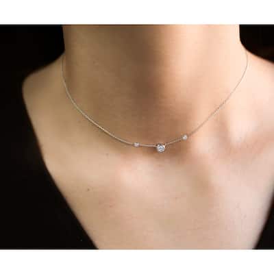 Annello by Kobelli 14k Gold 1/3ct TDW 3-Bezel Round Diamond Necklace