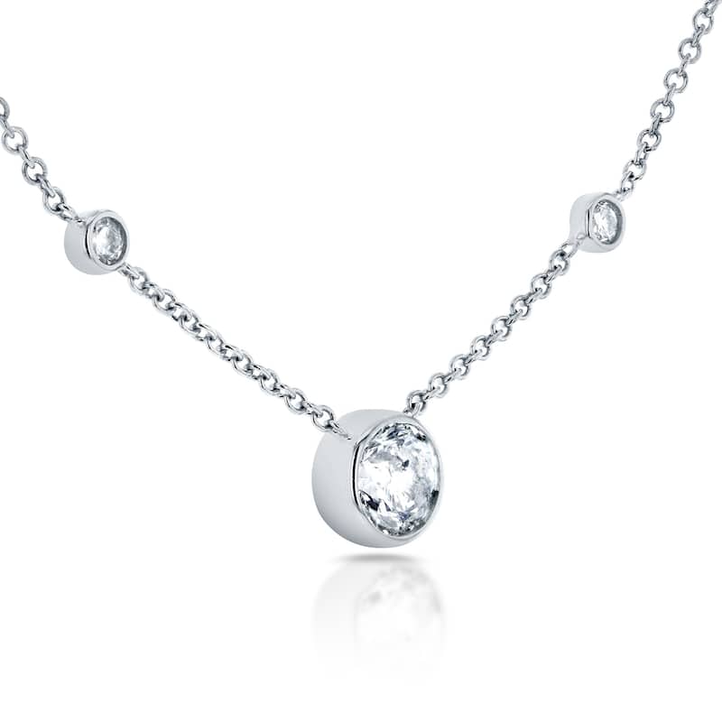 Annello by Kobelli 14k Gold 1/3ct TDW 3-Bezel Round Diamond Necklace