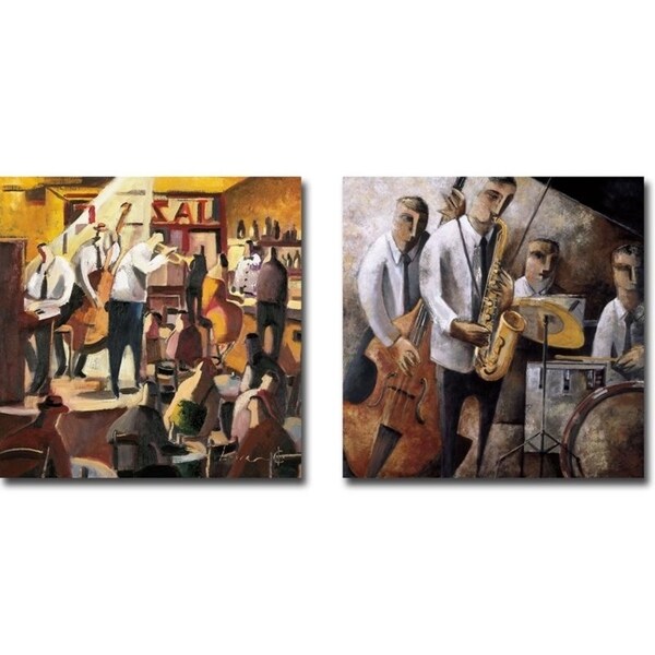 Cita con el Jazz (Jazz Meeting) & Jazz en Vivo (Live Jazz) by Didier Lourenco 2-pc Gallery Wrapped Canvas Giclee Art Set