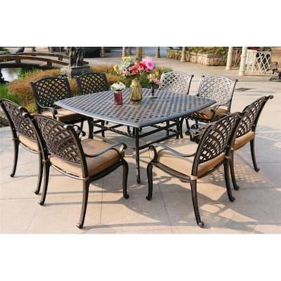 South Ponto 9-piece Aluminum Square Dining Set with Cushioned Arm Chairs by Havenside Home