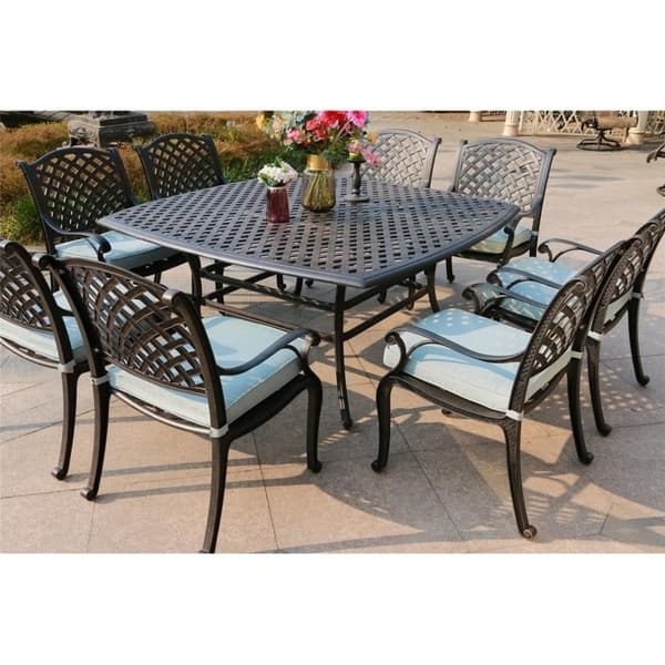 South Ponto 9-piece Aluminum Square Dining Set with Cushioned Arm Chairs by Havenside Home