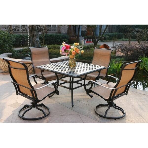 South Ponto 5-piece Aluminum Square Dining Set with Swivel Chairs by Havenside Home