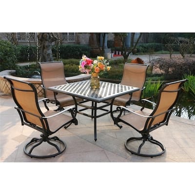 South Ponto 5-piece Aluminum Square Dining Set with Swivel Chairs by Havenside Home