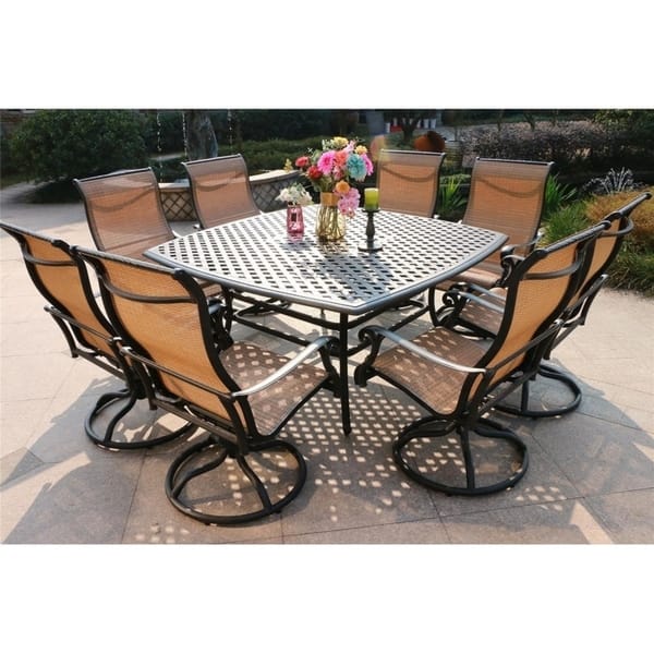 South Ponto 9-piece Aluminum Square Dining Set with Swivel Chairs by Havenside Home