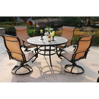 South Ponto 5-piece Aluminum Round Dining Set with Swivel Chairs by Havenside Home