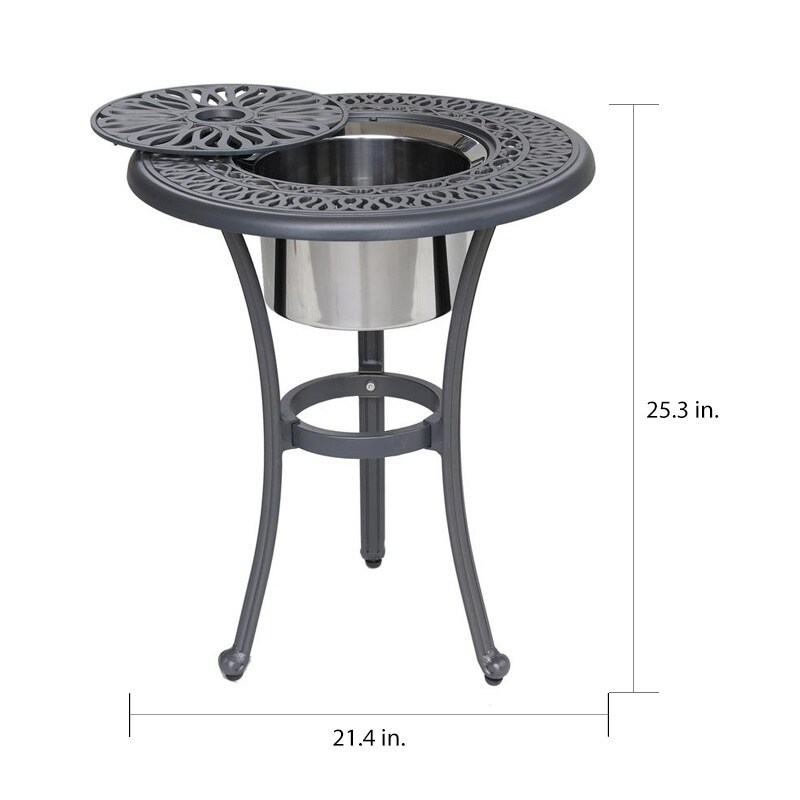 Havenside Home Manasquan 3 Piece Gunmetal Aluminum Bistro Set 3 Piece Gunmetal Aluminum Bistro Set