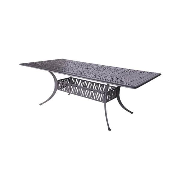Saratoga 7 Piece Gun Metal Aluminum Rectangle Dining Set with 6 Cushioned Swivel Dining Chairs