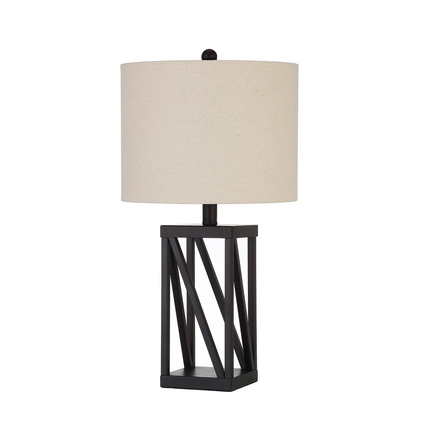 black geometric table lamp