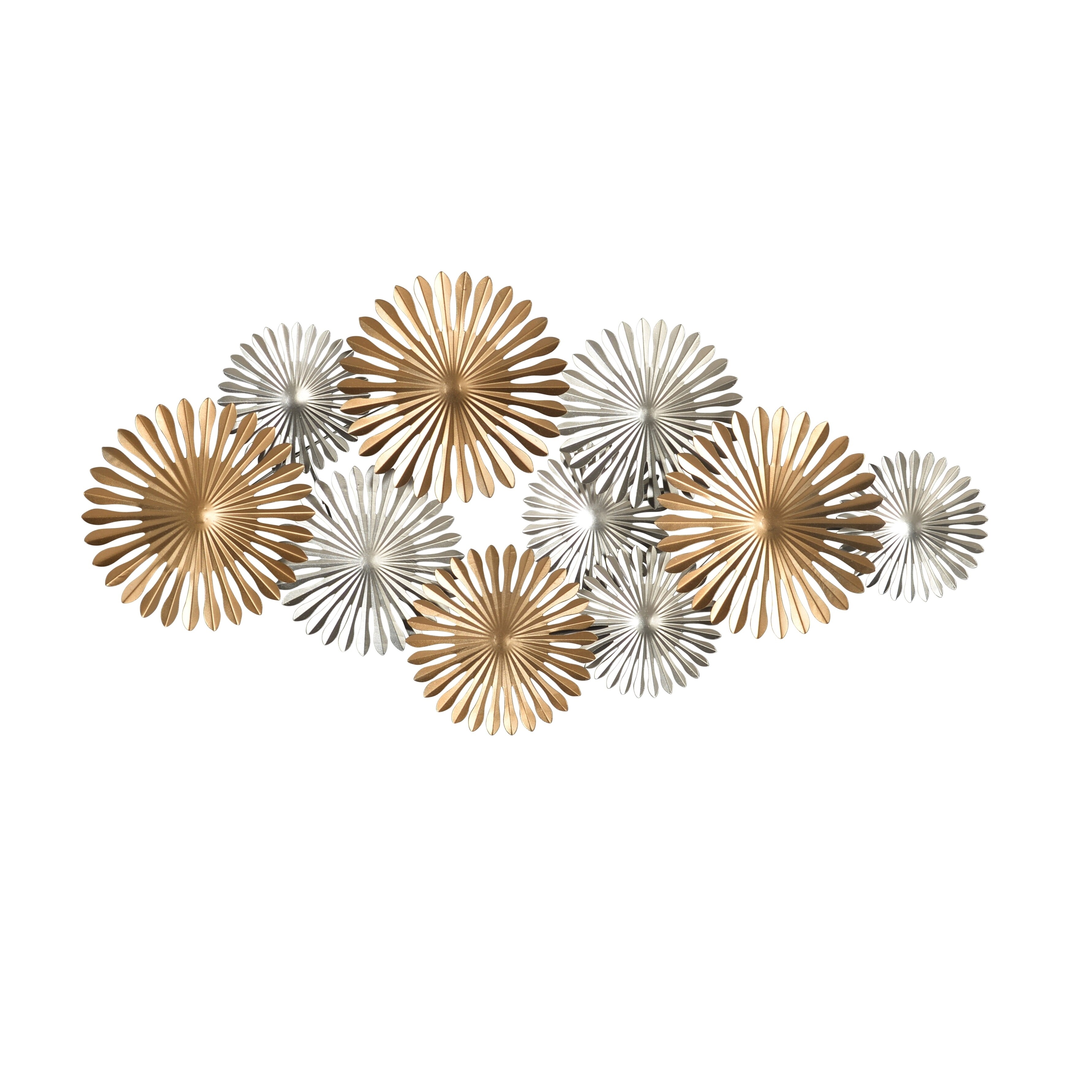 Metal Constructed Sunburst Cluster Wall Dï¿½cor, Gold and Silver