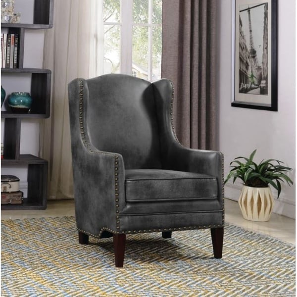 Shop Castlepoint Traditional Faux Leather Wingback Accent ...