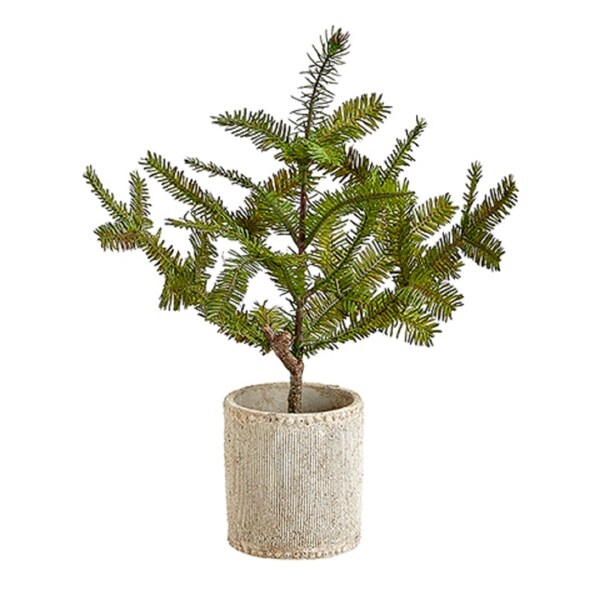 16'' Pine Tree in Cement Planter - Overstock - 26956151