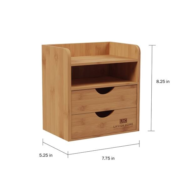 Bamboo Desk Stackable Drawer Organizers Make up Storage Box