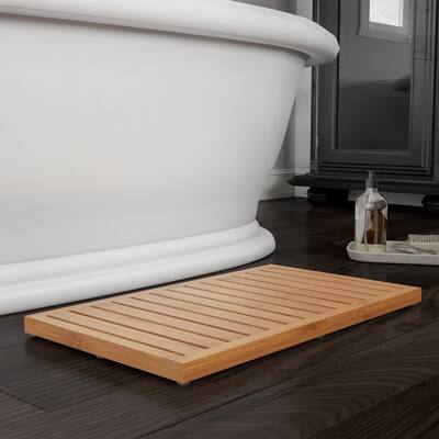 Bamboo Bath Mat-Eco-Friendly Natural Wooden Non-Slip Slatted Design Mat for Indoor and Outdoor by Lavish Home - 23.75x13.75x1.25