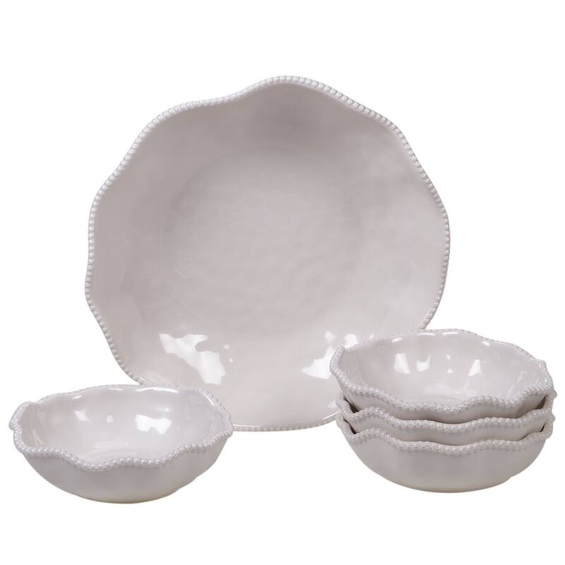 Certified International Perlette 5-piece Melamine Salad/Serving Set - Beige