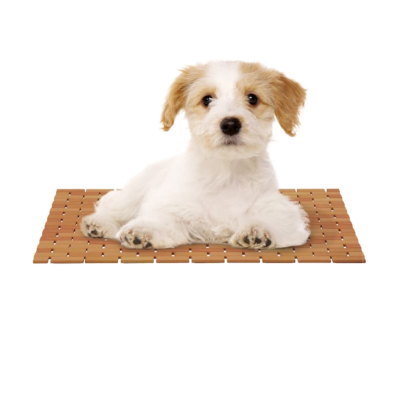 Bamboo Bath Mat-Eco-Friendly Natural Wooden Non-Slip Roll Up Lattice Design Mat for Indoor or Outdoor by Lavish Home