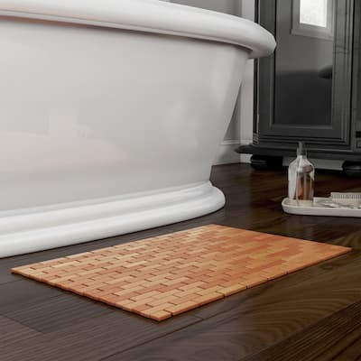 Bamboo Bath Mat-Eco-Friendly Natural Wooden Non-Slip Roll Up Lattice Design Mat for Indoor or Outdoor by Lavish Home