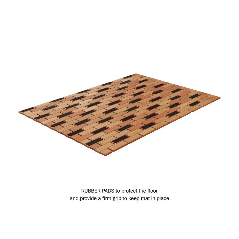 Bamboo Bath Mat-Eco-Friendly Natural Wooden Non-Slip Roll Up Lattice Design Mat for Indoor or Outdoor by Lavish Home