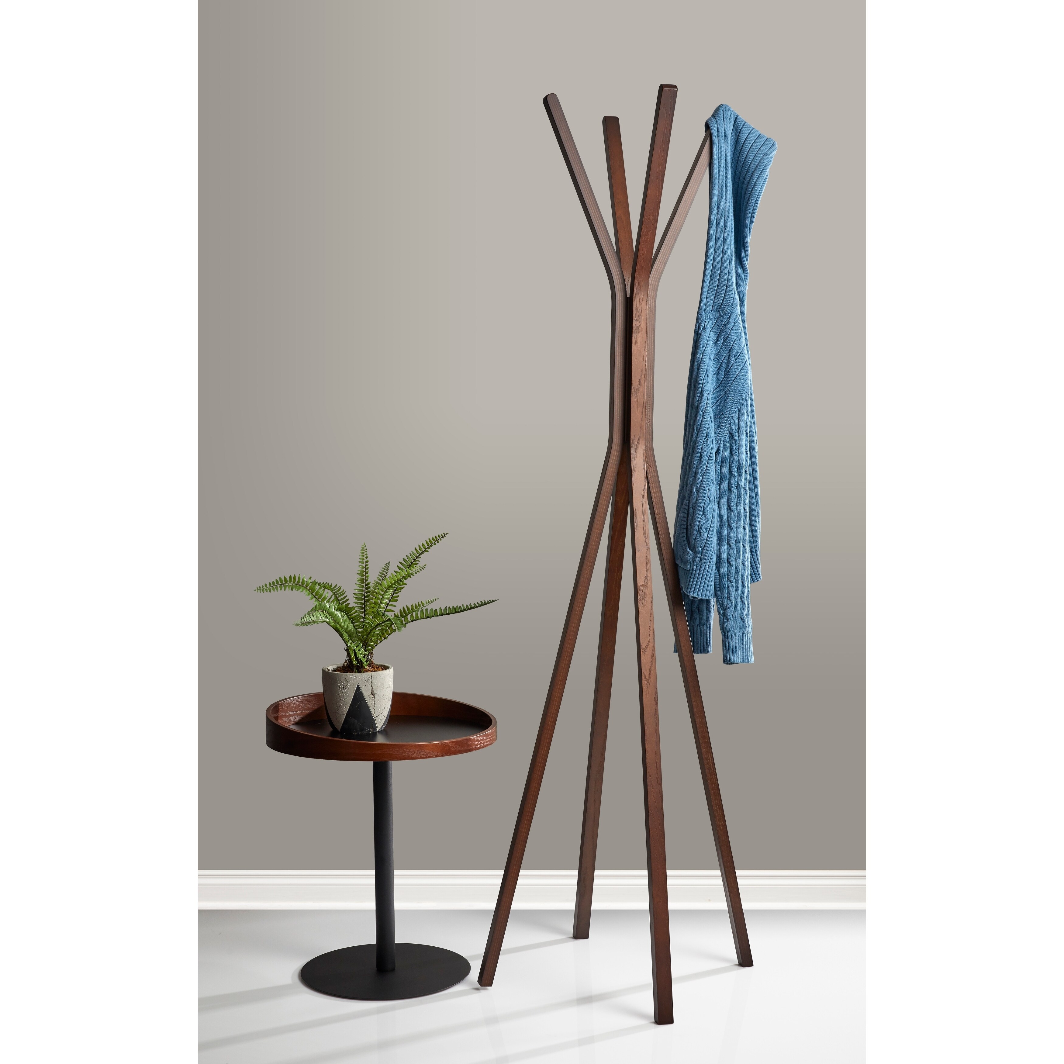 Adesso Toby Natural or Walnut Wood 68inch Coat Rack Walnut Wood eBay