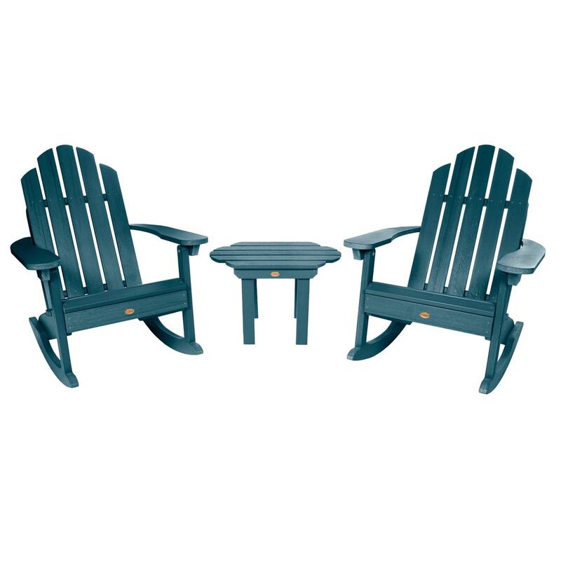 HIGHWOOD Adirondack Rocking Chair Set with Side Table - Nantucket Blue