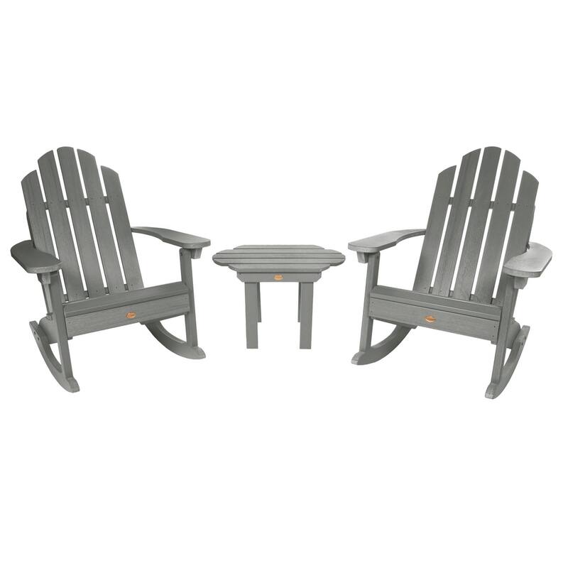 HIGHWOOD Adirondack Rocking Chair Set with Side Table - Coastal Teak
